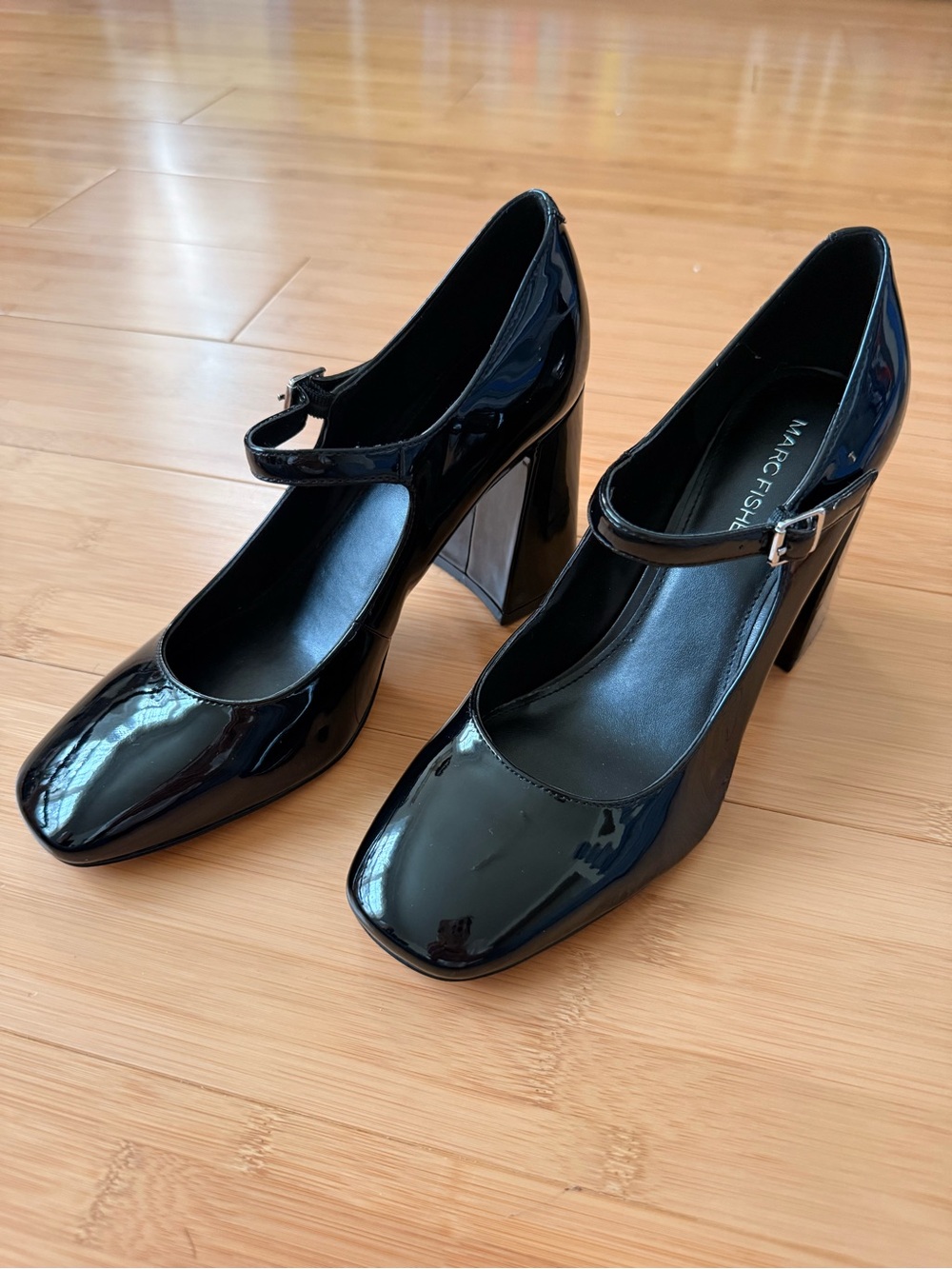 Marc Fisher - Charin - Square Toe Mary Jane Block Heels - Panent Black